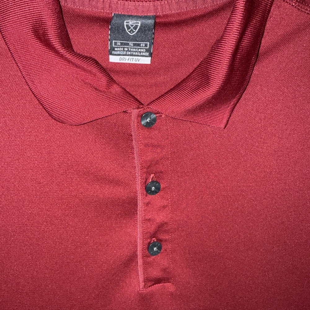 Nike Men's XL Red Golf Polo Shirt‎ Dri-Fit UV Performance Short Sleeve Athletic - Picture 3 of 9